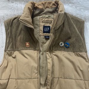 Gap - Men’s Suede & Cotton Vest, Tan, Medium